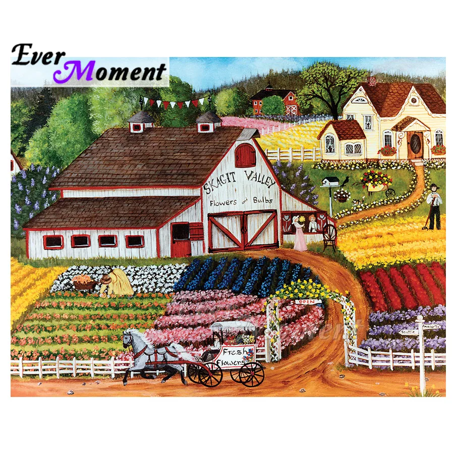 Алмазная живопись с фермой Цветочный дом квадратная вышивка настенное украшение