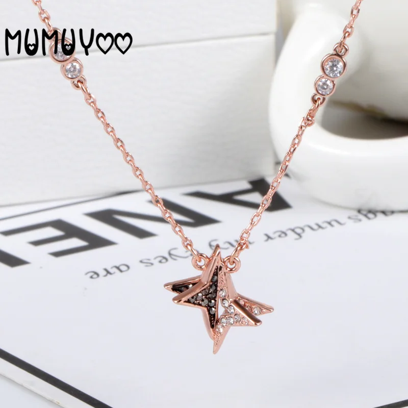 

Fashion jewelry high quality swa, charm HALVE star symbol black and white crystal women's necklace clavicle chain jewelry