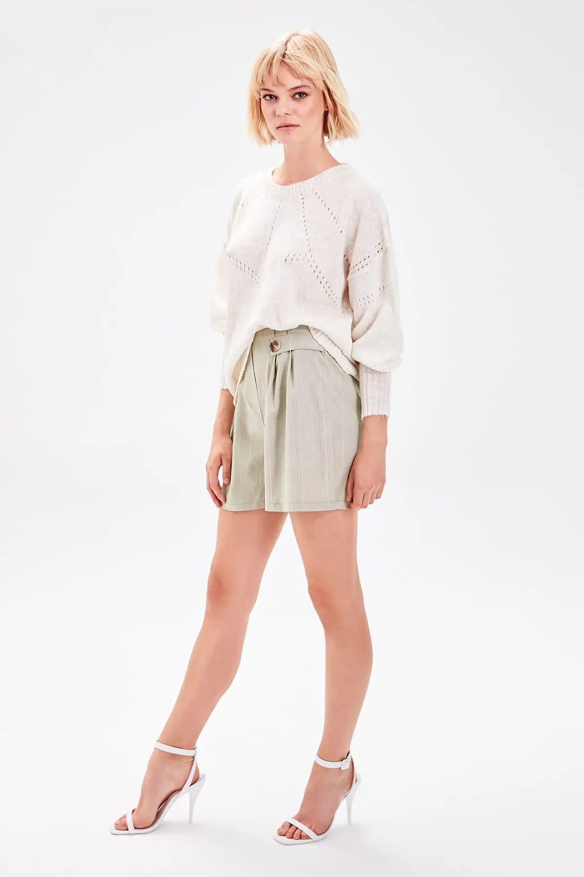 Trendyol Мятные клетчатые шорты TWOAW20SR0041