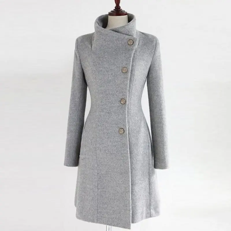 Женский зимний Тренч в Корейском стиле повседневная офисная винтажная шерстяная