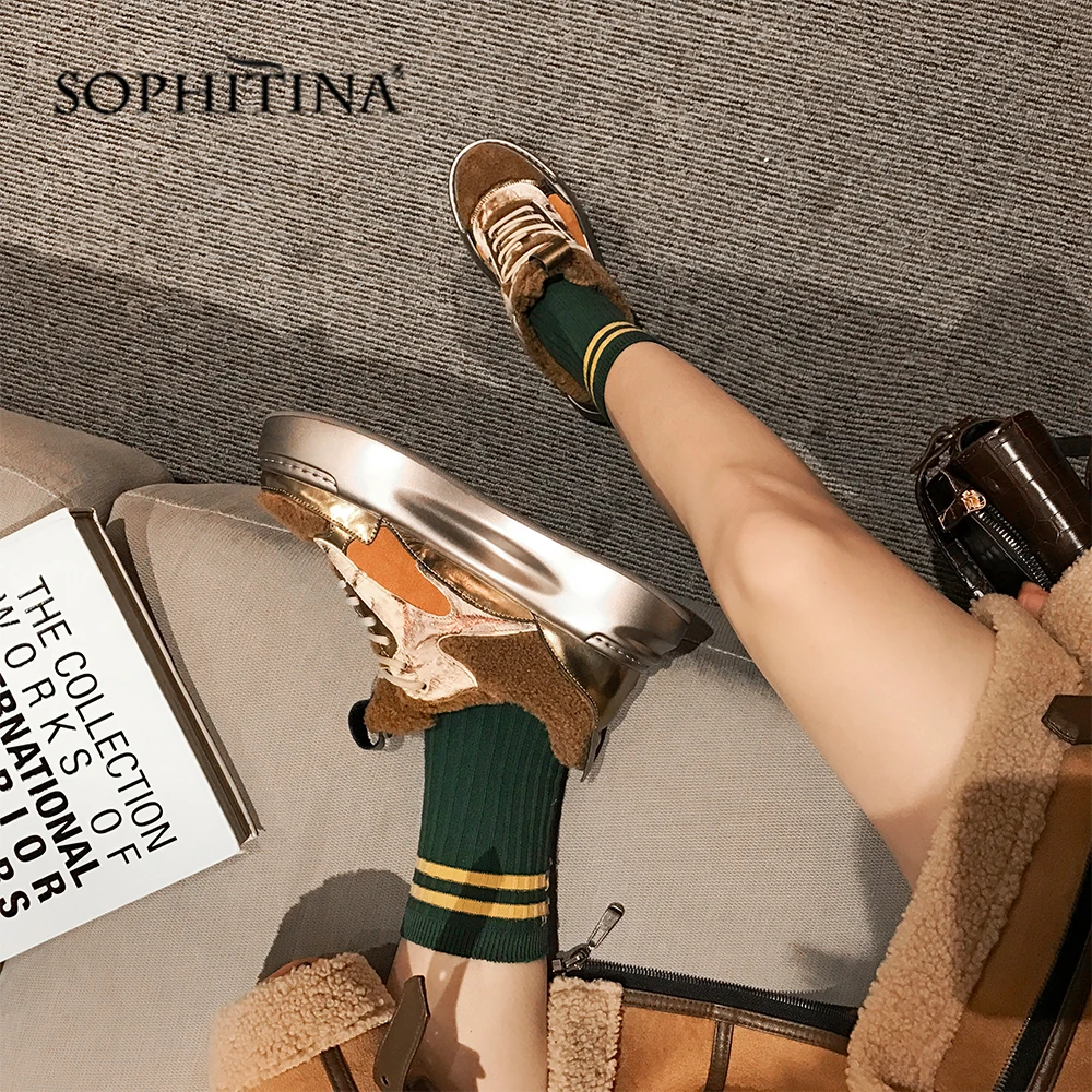 SOPHITINA/Удобная шерстяная обувь на плоской подошве с круглым носком Женская модная