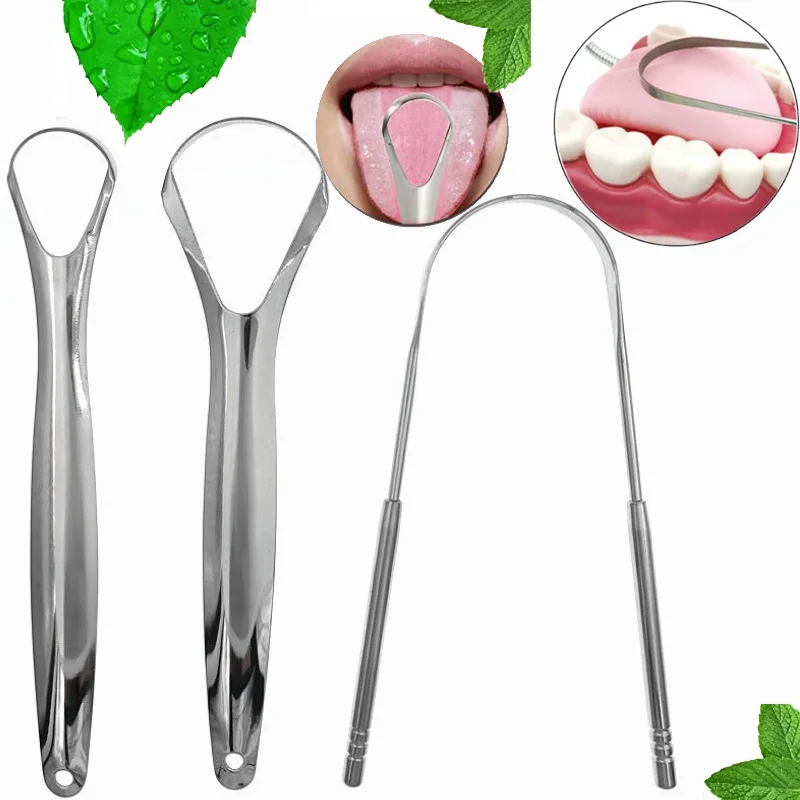 

Tongue Scraper Cleaner for Adults Surgical Grade Stainless Steel Metal Tongue Brush Dental Kit Professional Eliminate Bad Breath