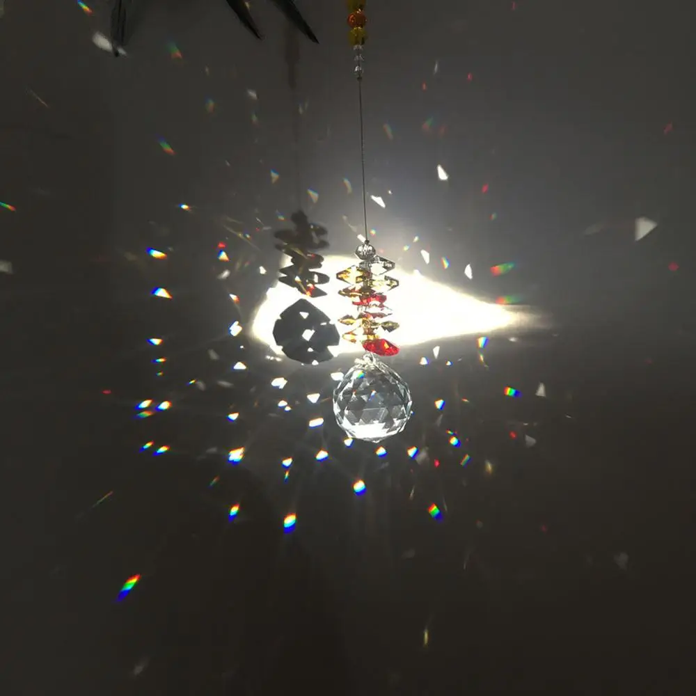 Подвесной Хрустальный уловитель света на окно призмы из желтых бусин подарки со