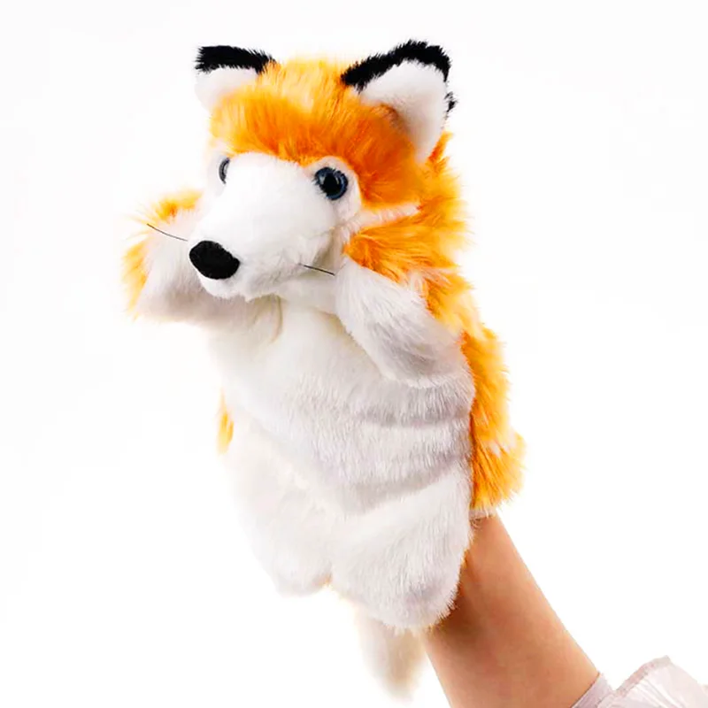 Животные куклы на руку панда корова утка лиса ворона мягкие детские плюшевые