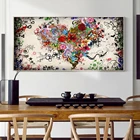 Современная абстрактная картина маслом на холсте с изображением рыбы сердца и цветов, скандинавские постеры и принты, HD картина для гостиной