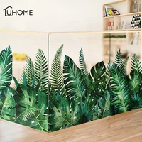 green plant wall stickers for living room bedroom balcony door decal waterproof adhesive 3d window stickers skirting wall paper