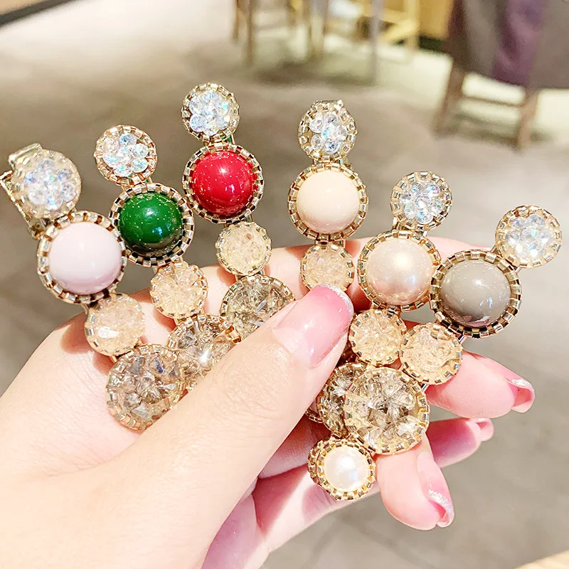 Заколки для волос с жемчугом женские роскошные зажимы кристаллами модные