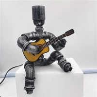 steampunk style table lamp guitar player retro style robot table lamp american lamps industrial light design creative art gift b