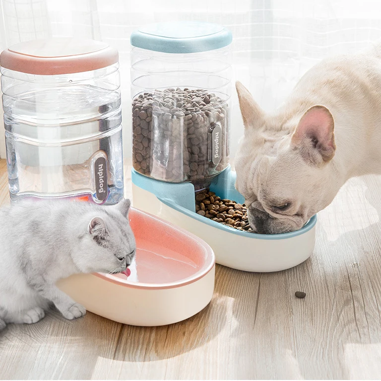 

2 Pieces/set Dog Cat Feeders Water Dispenser Fountain Bottle Set Plastic Automatic Feeding Drinker Water Bowl Food Container