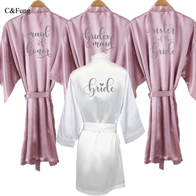 Новинка лиловый халат для невесты розовое золото кимоно атласный женский