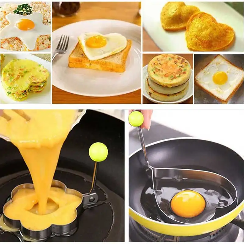 

Creative thickening stainless steel omelette mold four styles cooking tools kitchen accessories easy to use and clean silver