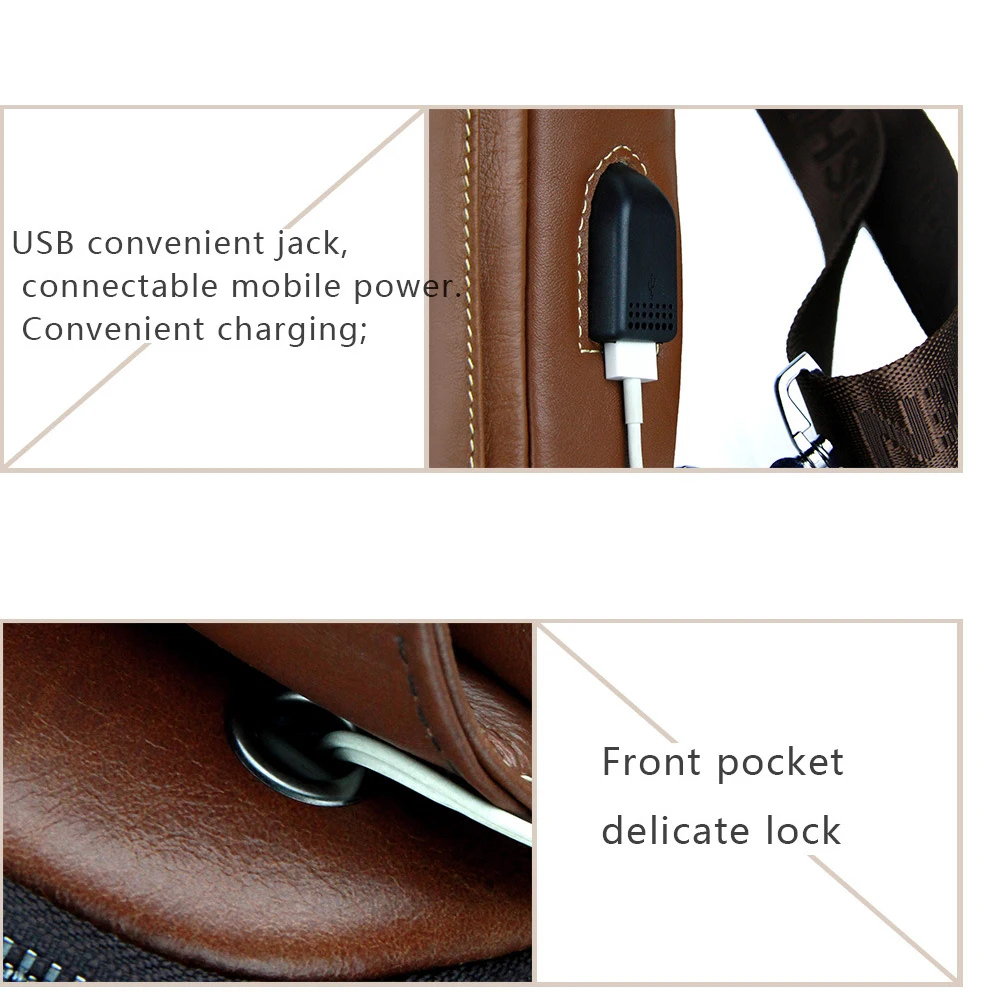 

New Men's Genuine Leather Hasp Chest Bag Vintage Cowhide Chest Back Pack Travel Fashion Cross Body Messenger Shoulder Bag