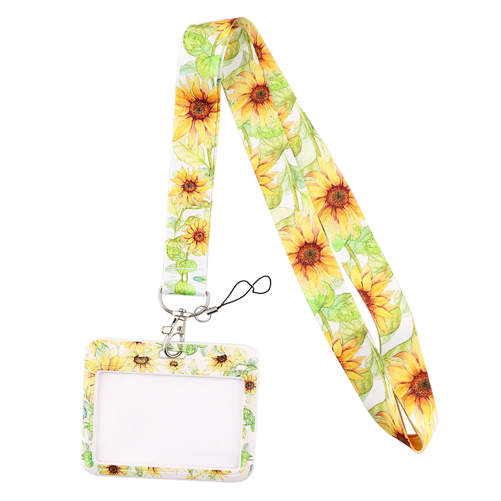 

DZ2082 Sunflower Novel Key lanyard Car Keychain Personalise Office ID Card Pass Gym Mobile Phone Key Ring Badge Holder Jewelry