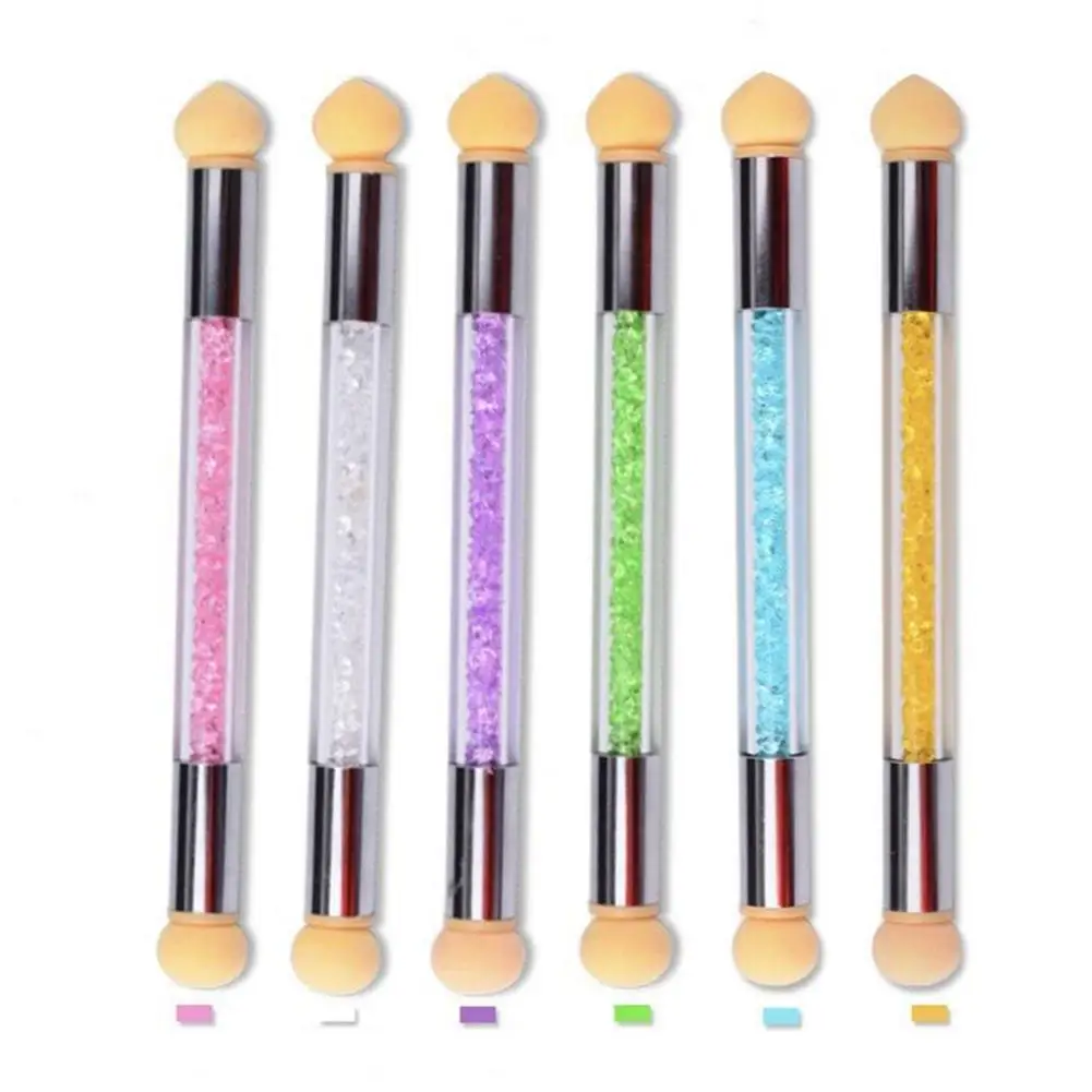 Портативная моющаяся двухсторонняя губка ручка для размазывания ногтей