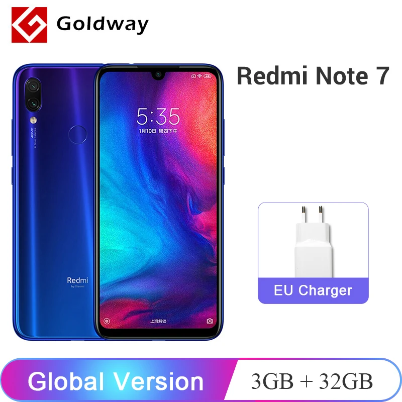 Xiaomi Redmi Note 7 смартфон с восьмиядерным процессором Snapdragon 660 ОЗУ 3 ГБ ПЗУ 32 4000