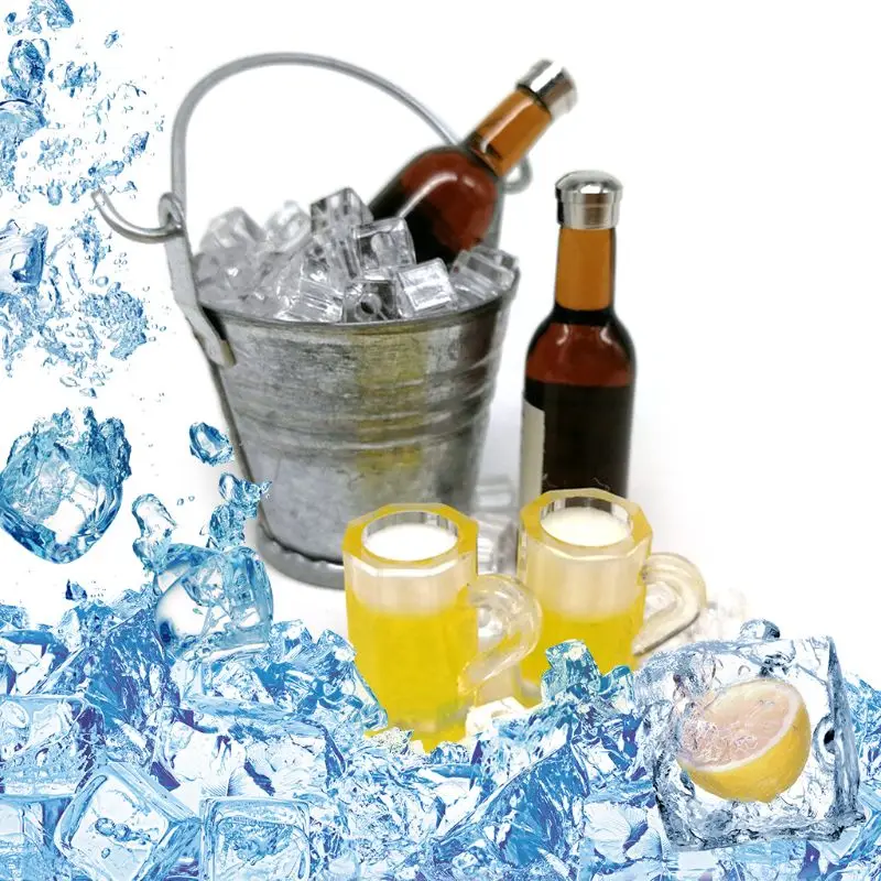 

1:6 Dollhouse Accessories DIY Miniature Mini Simulation Ice Barrel Beer Wine Bottle Kitchen Pretend Play Toy