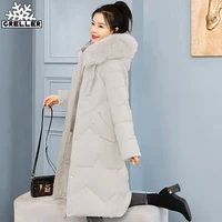 greller 2022 snow wear long jacket winter parka coat women casual fur hooded winter jacket women long female outwear