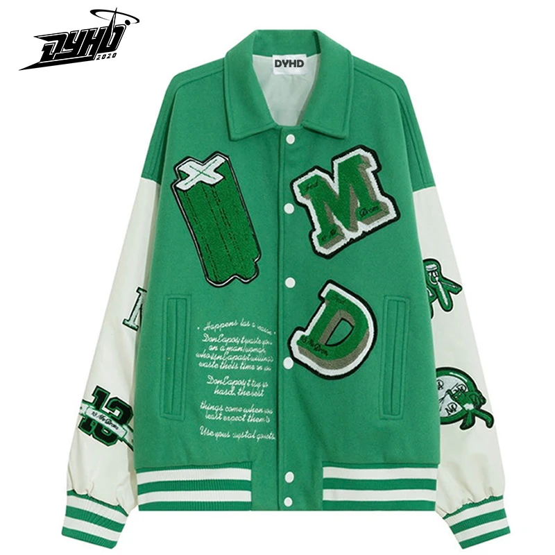 Куртка Varsity в стиле хип хоп для мужчин и женщин куртка тонкая зеленая с пушистым