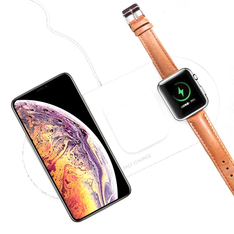 Беспроводная зарядная станция 3 в 1 10 Вт подставка для iPhone Apple Watch 2 4 Airpods переносные