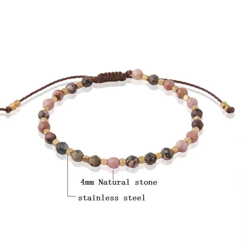 NeeFu WoFu Многослойные браслеты бусины из натурального камня браслет нержавеющей