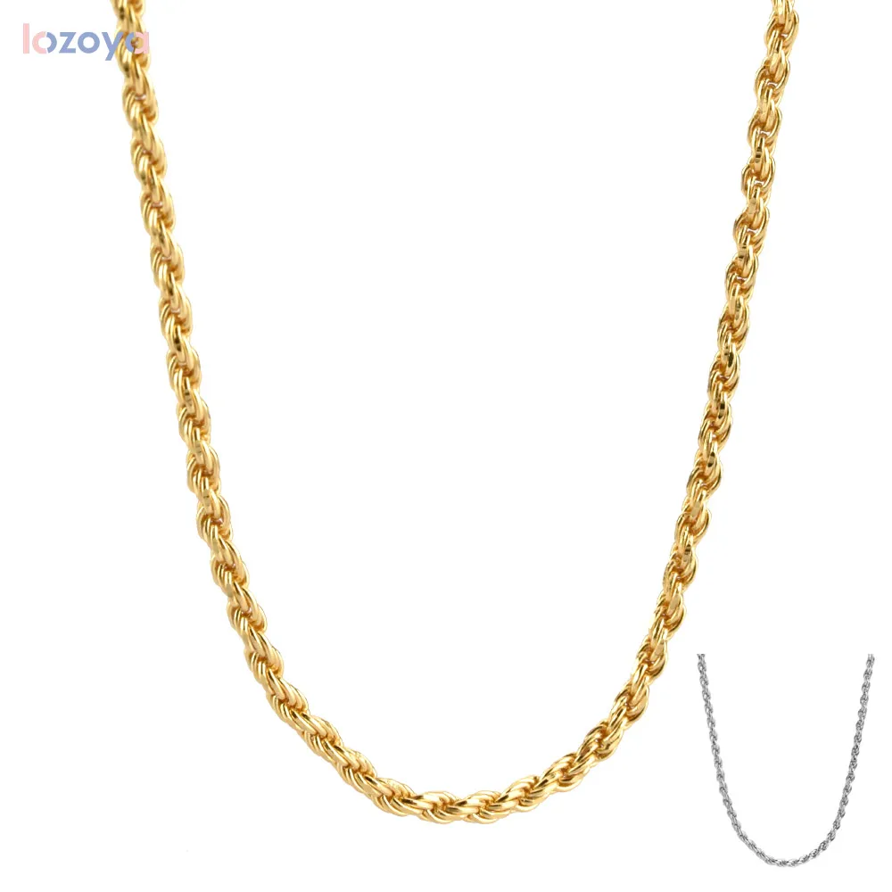 

LOZOYA New 925 Sterling Silver Gold Necklace 2021 New Rock Twist Chain Long Chain Choker Punk Luxury Fashion Jewelry Jewels