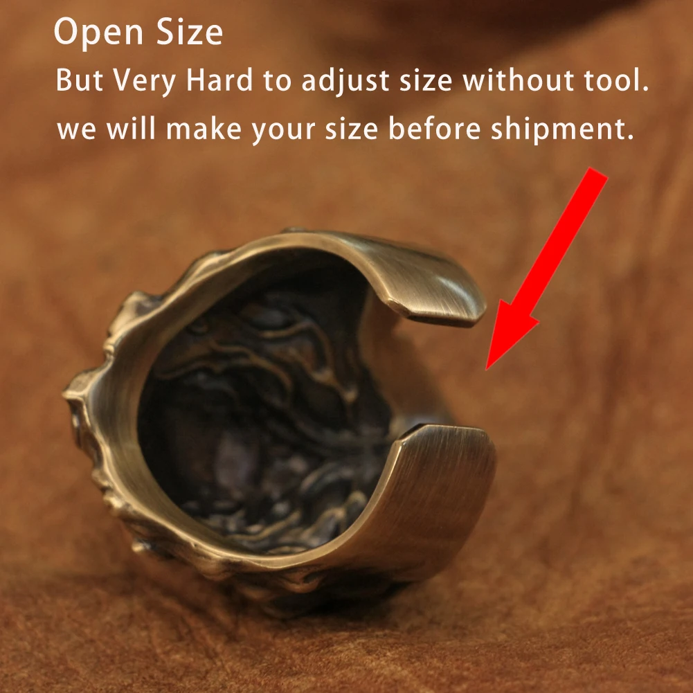 LINSION огромное Латунное мужское кольцо с высокой детализацией в байкерском стиле