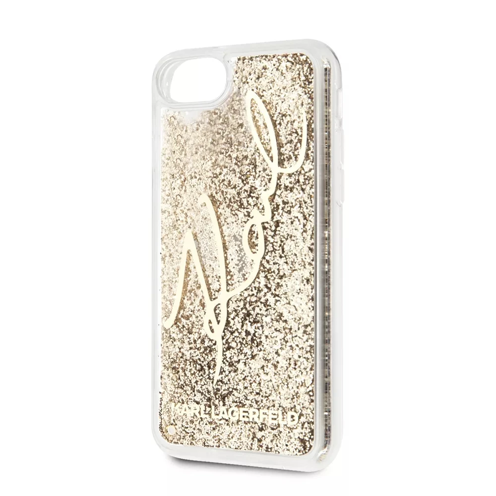 Чехол Lagerfeld для iPhone 7/8/SE 2020 Liquid glitter Karl signature Hard | Чехлы мобильных телефонов