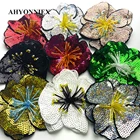 Аппликация ручной работы с большими блестками и цветами, блестящая аппликация с вышивкой, модная одежда, аксессуары для шитья