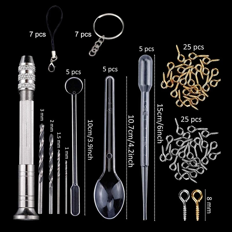 

Resin Casting Mold Kit, 108 PCS DIY Jewelry Craft Moulds Silicone Epoxy Resin Mold Including Keychain and Drill Tool Set