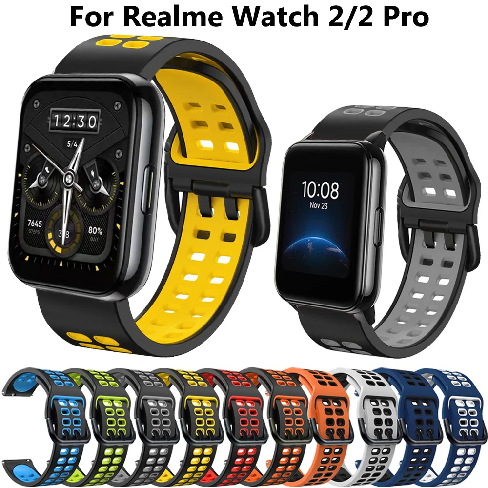 Ремешок силиконовый для наручных часов Realme Watch 2 pro /2 S сменный Браслет смарт-часов