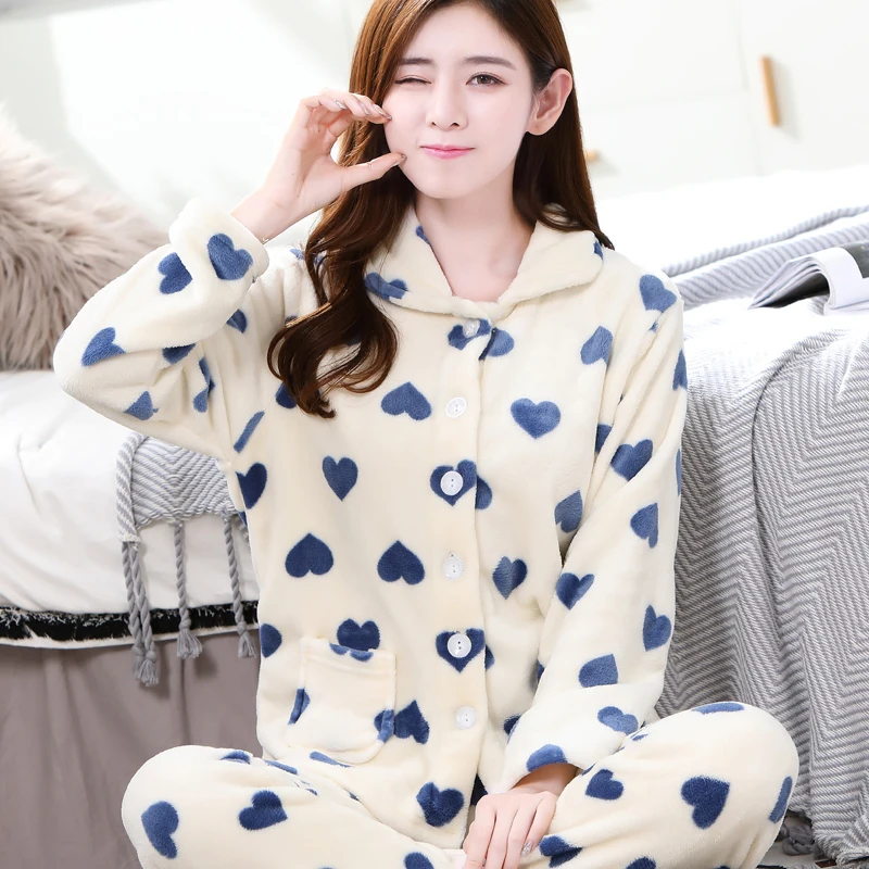 women pajama White Пижамы для женщин; большие размеры; пижамы с длинными рукавами; женские плотные теплые зимние женские пижамы с длинными рукавами; домашний костюм для женщин; L, XL, XXL, XXXL - Цвет: women pajama White