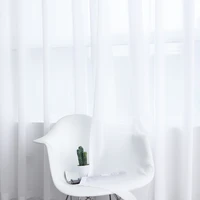 solid color white chiffon tulle window curtains for living room kitchen bedroom room divider sheer voile curtain
