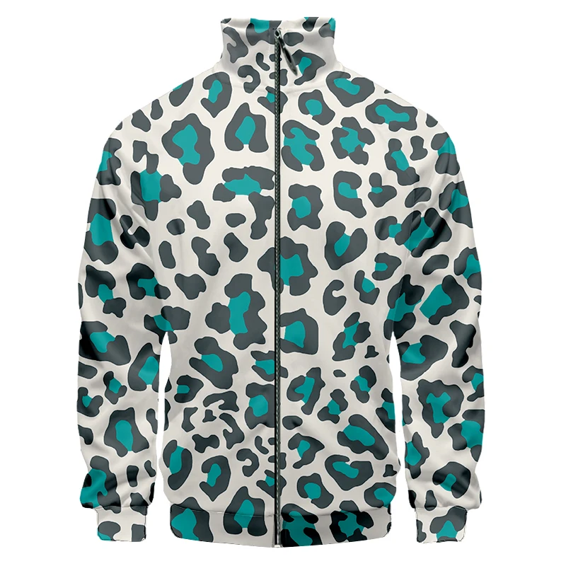 

OGKB Hot Full Body Print 3D Stand Collar Jackets Blue Leopard Streetwear Oversized Clothing Wholesale Unisex Autumn Tracksuits