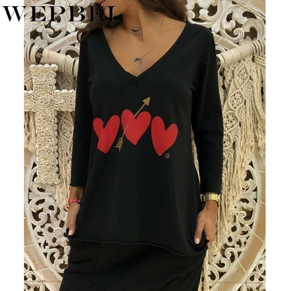 Футболка WEPBEL женская с V-образным вырезом модный Повседневный хлопковый топ