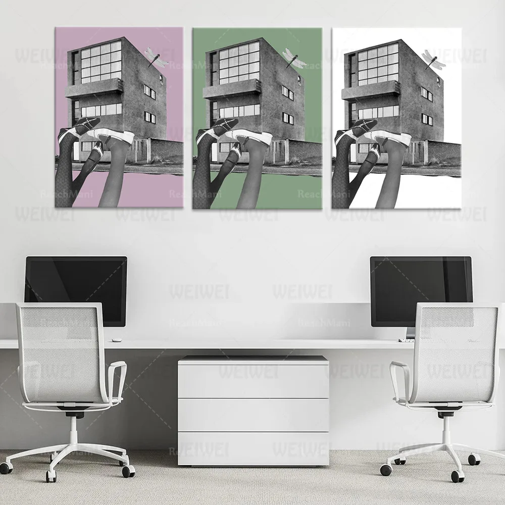 

Architecture rtro vintage print - Bauhaus Le Corbusier minimaliste design poster midcentury fashion WEIWEI canvas painting