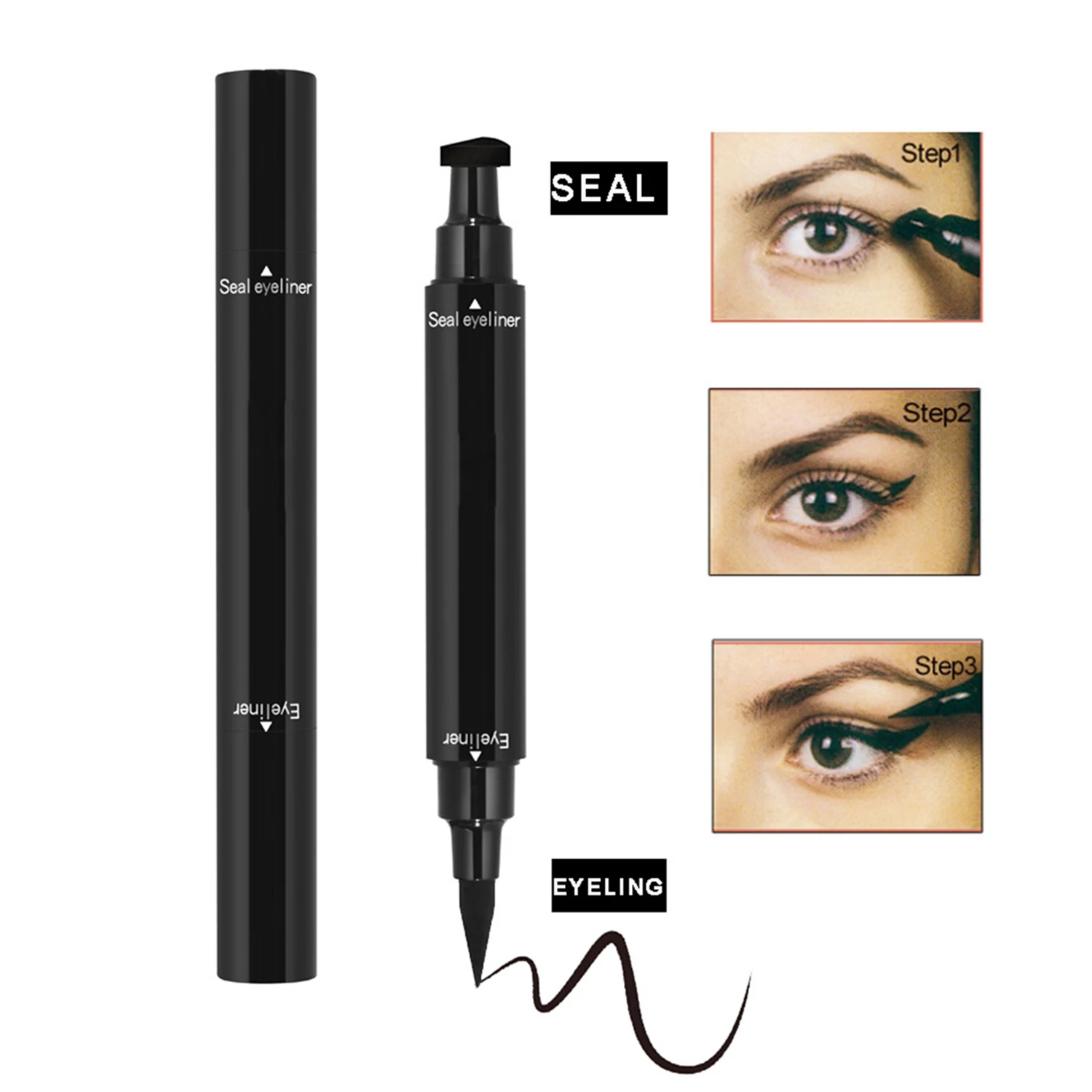 

New Makeup Black Eye Liner Liquid Pencil Quick Dry Waterproof Black Double-ended Makeup Stamps Wing Eyeliner Pencil