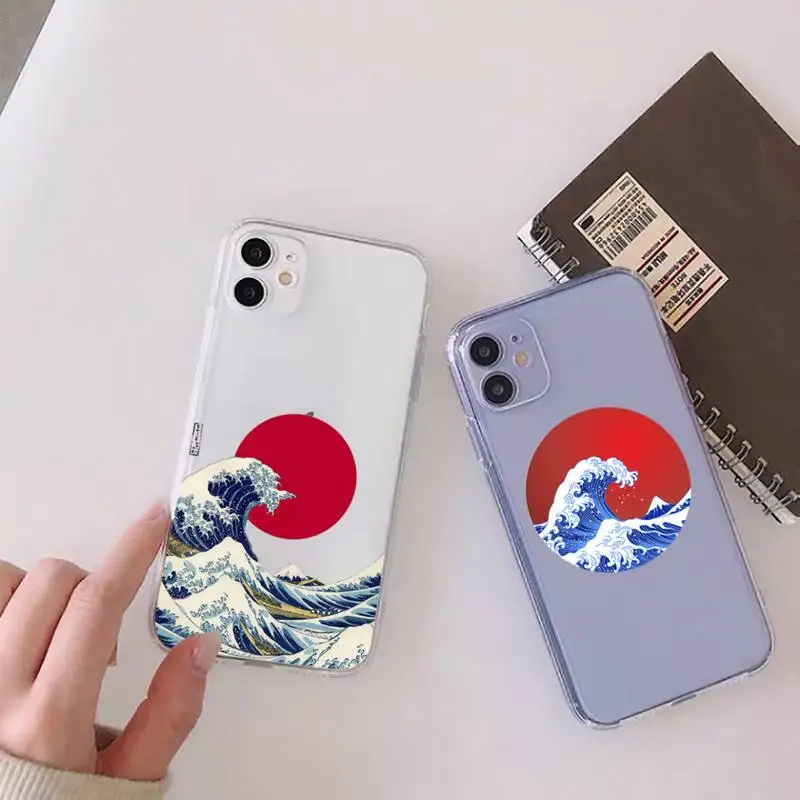 

The Big Wave of kanagawa Phone Case For iphone 12 11 mini x xs xr pro max 8 7 6s 6 5 5s 5c se plus Transparent soft