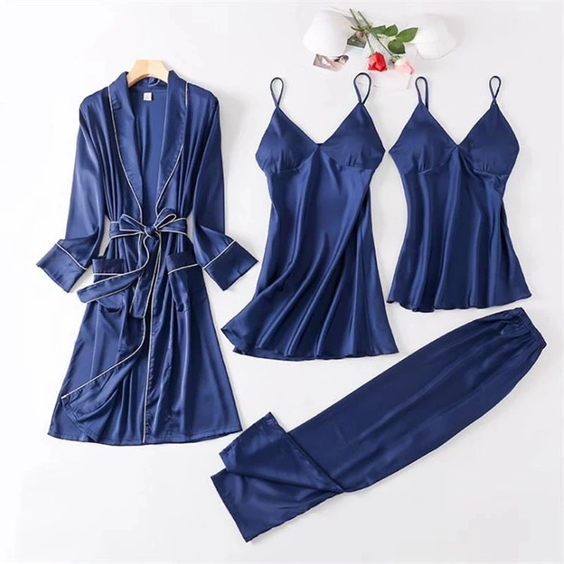 Sexy Womens Pajamas Robe Sets Sleepwear Plus Size High Quality Lingerie Nightgown Sleeveless Nighty Sets