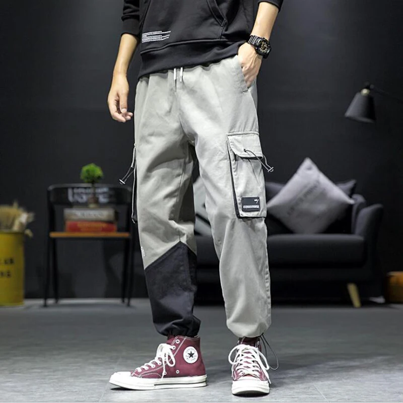 

MKASS Autumn New Men's Slim Fit British Oversize Contrast Men Corset Overalls Men's Big Pocket Pants