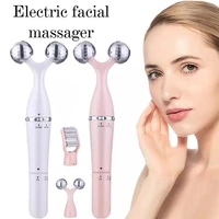 3d 3 in 1 beauty face lifting v shaped wrinkle remove electric massage stick natural skin care body messager tool