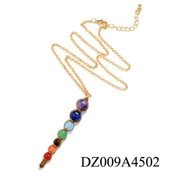 

2021 New 7 Chakra Necklace Pendulum Necklace 6 8 10Mm Natural Stone Personality Tapered Necklace Pendant Bijoux