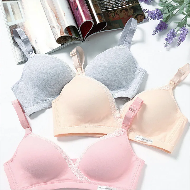 

Cotton Nursing Bra Summer Breathable Breastfeeding Bras for Women Maternity Bra Plus Big Size Easy Feeding Bra Wire Free