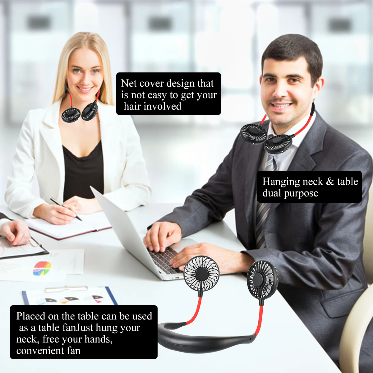 Мини-вентилятор для шеи USB портативный вентилятор шейный платок с перезаряжаемой