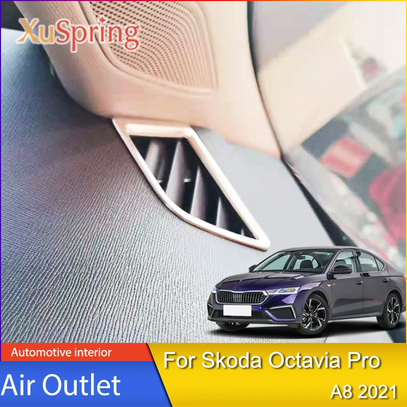 

Car Dashboard A pillar Air Outlet Vent Trim Frame Cover Sticker Car Styling 2Pcs/Set For Skoda Octavia Pro A8 2021
