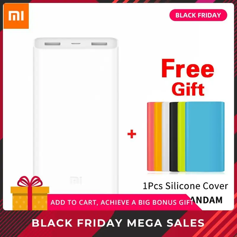 Оригинальный Xiaomi Mi внешний аккумулятор 20000 мАч 2C Внешняя батарея Портативная