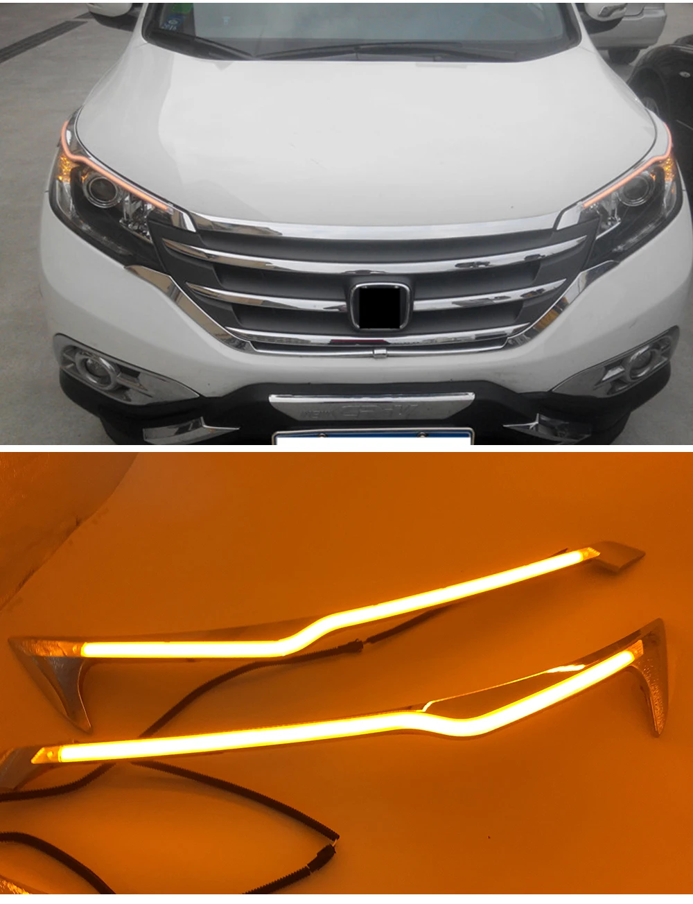 CSCSNL 2 шт. для Honda CRV 2012 2013 Автомобильный головной светильник светодиодный для бровей дневной ходовой светильник DRL с желтым поворотным сигналом светильник