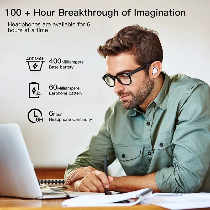 

DaoLxi Wireless Earphones Mini In-ear Bluetooth Headphones Sports IPX5 Waterproof Earbuds Gaming Headset Charging Box