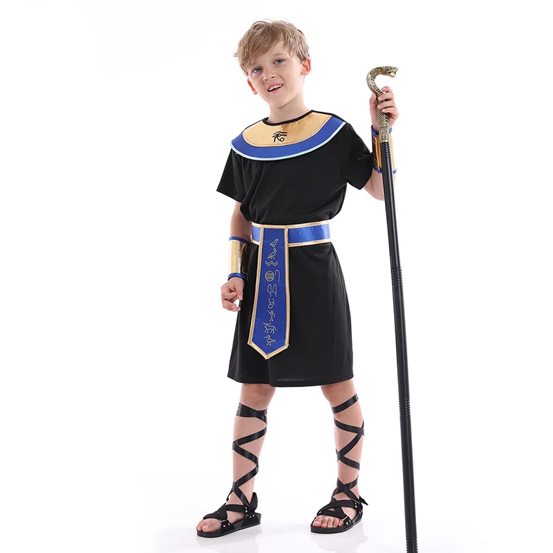 Pharaoh Costume Boys Halloween Party Egypt Pharaoh Cosplay Costume Ancient Greek Prince King Of Egypt Outfit Kids