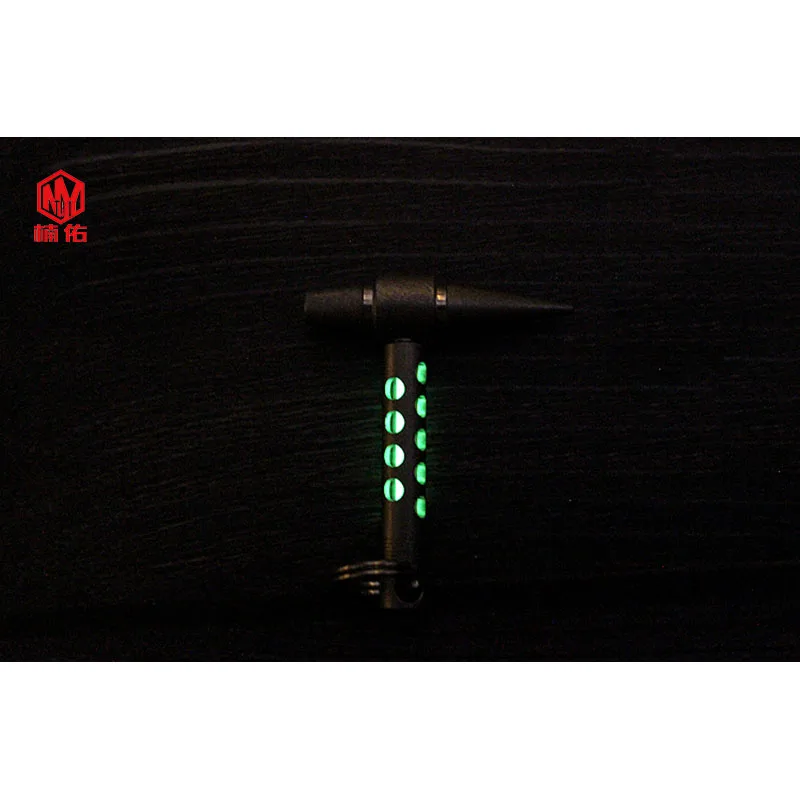 1PC Titanium Alloy Small Hammer Pendant Self-luminous Tritium Gas Tube EDC Luminous Keychain Necklace Pendant Signal Light