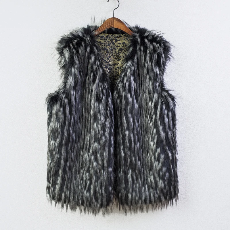 Мужской меховой жилет из меха енота Шелковый наряд с толстой теплой шалью
